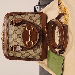 GG Supreme Monogram Azalea Calfskin Mini Horsebit 1955 Top Handle Bag